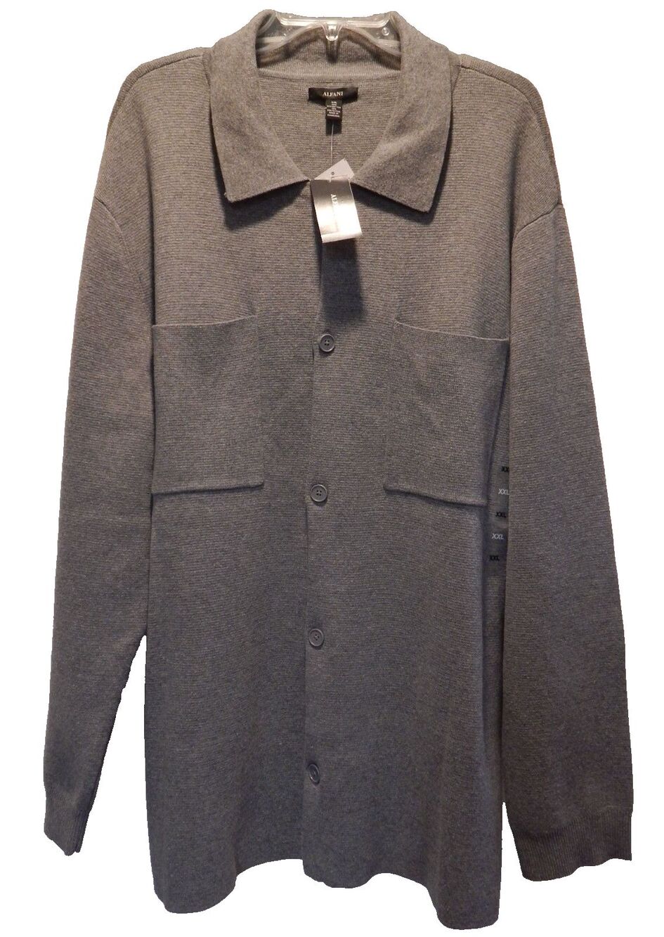 Men's Alfani XXL Gray Button-up Cardigan Sweater w/ Pockets Stunning $ 99.00 NWT